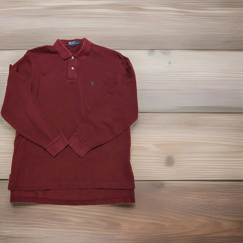 VTG Polo Ralph Lauren Long Sleeve Polo Shirt Men's XL Ox Blood Color